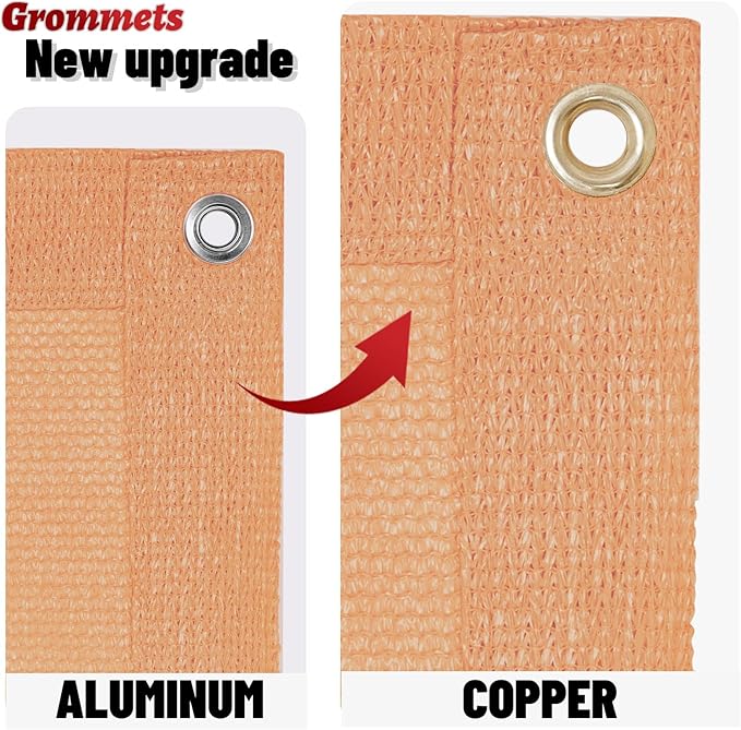 SUNNY GUARD Shade Cloth Custom Size 4x19 FT Sun Shade Screen Fabric Shade Cover Tarp with Grommets for Pergola Backyard Garden, Peach Fuzz(We Customized)