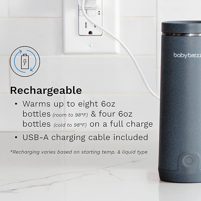 Baby Brezza Portable Warmer – 67% Faster Baby Bottle Warming - Travel Breastmilk and Formula Warmer - Safe, Even Heating - Up to 9oz - No Adapters, Green