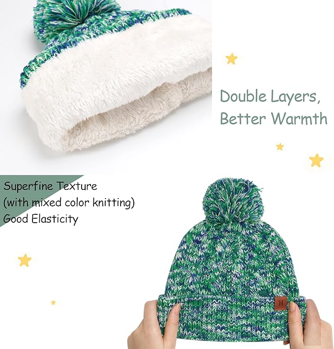 Kids Toddlers Winter Beanie Hats Gloves Neck Scarf Set Mittens Gifts for 0 6 12 Months 1 2 3 4-8 Year Old Baby Girls Boys