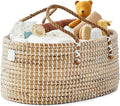 BEBE BASK Premium Baby Diaper Caddy Organizer - Handmade - Seagrass Basket With Cotton Divider - Award-Winning & Luxury Diaper Caddy Basket - White (NATURAL)