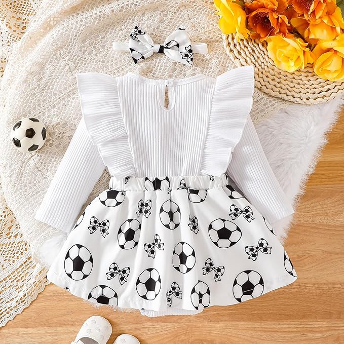 Chichoo Baby Girl Clothes Infant Fall Winter Outfits Newborn Long Sleeve Romper Dress Ruffle Bodysuit With Headband