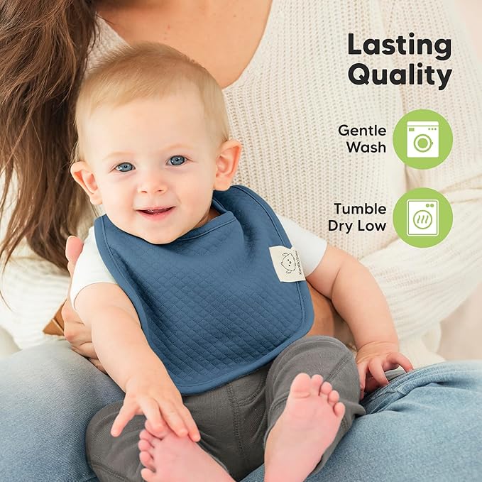 KeaBabies 8-Pack Organic Baby Bibs for Girls, Boys - Quilted Cotton Cloth Baby Drool Bibs for Drooling and Teething Toddler, Newborn, Infant, Soft & Super Absorbent (Eclipse)