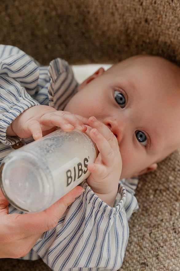 BIBS Baby Bottle 9 oz / 270 ml Natural Rubber Latex Nipple - Anti-Colic, BPA-Free, Round Nipple, Medium Flow, Lightweight & Easy to Clean, Suitable for Newborns 0+ Years - Ivory