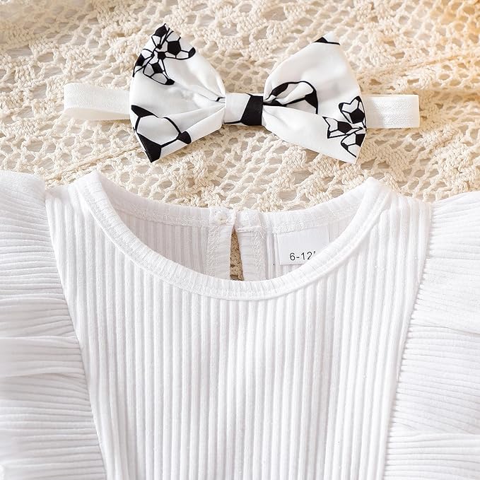 Chichoo Baby Girl Clothes Infant Fall Winter Outfits Newborn Long Sleeve Romper Dress Ruffle Bodysuit With Headband