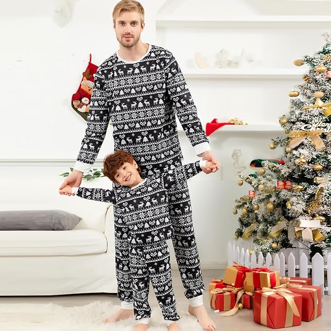 Schbbbta Family Matching Pajamas Holiday Sleepwear Long Sleeve Pjs Sets
