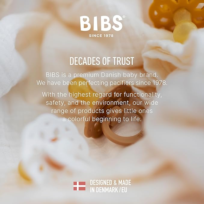 BIBS Boheme Soother 4-Pack | BPA Free Dummy Pacifier Round Nipple | Natural Rubber Latex | Made in Denmark | Size 6-18 Months | Dusky Lilac Mix