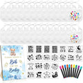 Newwiee 55 Pcs White Bibs for Baby Decorating Design a Bib Decorate Plain newborns Bibs Wooden Sign for Baby Shower Games Kit