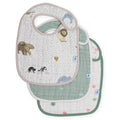 Little Unicorn Premium Classic Bib 3 pack | Adjustable as baby grows | Soft fabric on skin | Great for first time eaters (Party Animals)