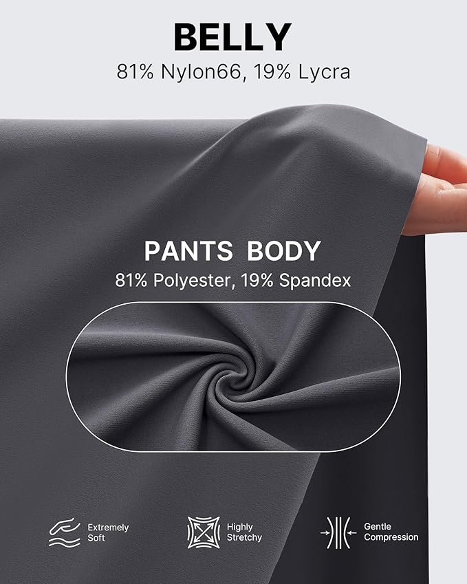 G4Free Maternity Pants Over The Belly Yoga Dress Work Pregnancy Pants Stretchy Lounge Wide Leg Trousers with Pockets