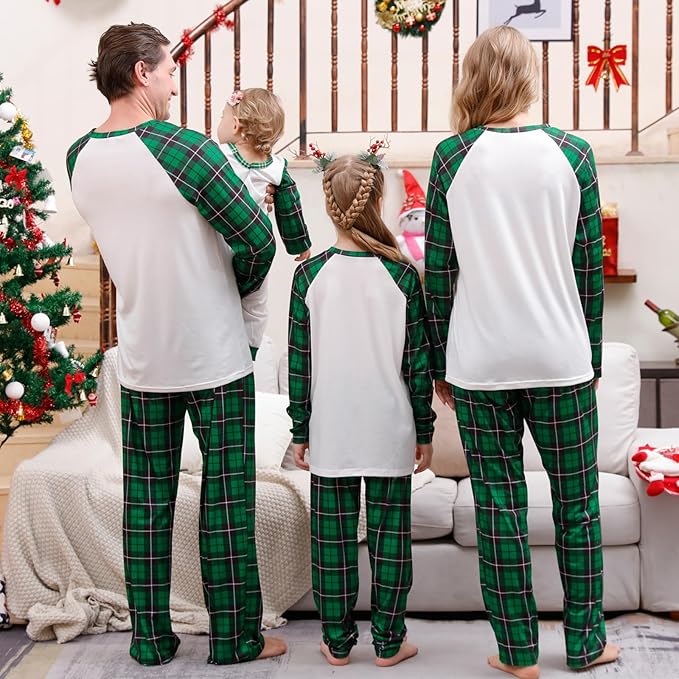 Awoscut Christmas Family Matching Pajamas Christmas Pjs Holiday Nightwear Sleepwear Sets Long Sleeve Pjs