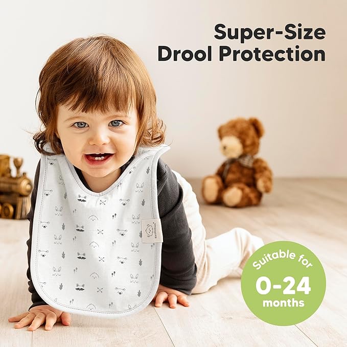 KeaBabies 8-Pack Baby Bibs for Boys, Girls - Pullover Bibs for Drooling Teething Baby Girl & Boy Toddler, Newborn, Soft & Absorbent, Cute Colors, Large Torso Coverage Keep Infant Clean & Dry (Nordic)