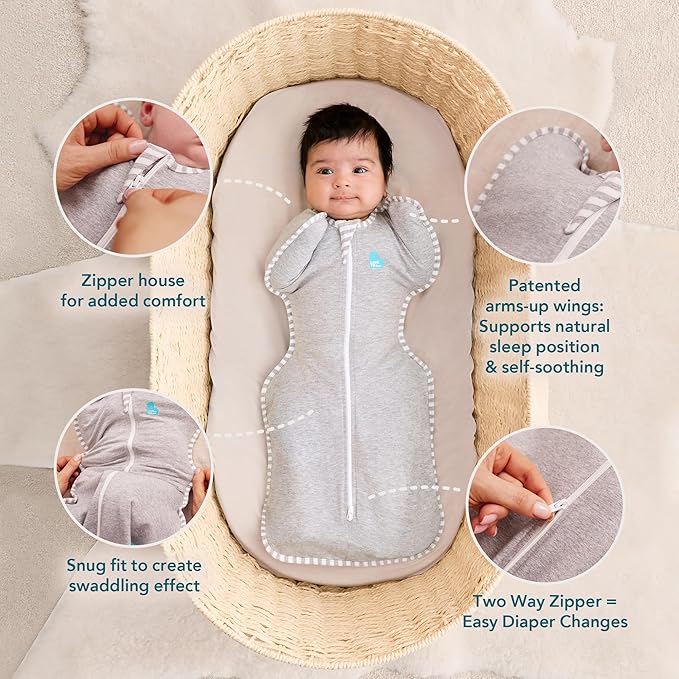 Love to Dream Swaddle UP, Sleep Sack 0-3 Months, Self-Soothing, Improves Sleep, Snug Fit Helps Calm Startle Reflex, Baby Essentials Must Haves Newborn, 1.0 TOG, 8-13 lbs, Navy