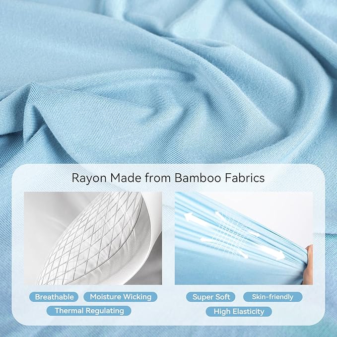Rayon Made From Bamboo Sleep Sack 6-12 Months 0.5 Tog Ultra Soft Summer Toddler Sleep Sack with Feet 2-Way Zipper Lightweight Baby Sleeping Bag with Legs Thin Baby Wearable Blanket-Blue