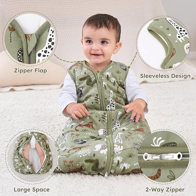 Yoofoss Baby Sleep Sack 6-12 Months, TOG 2.5 Baby Wearable Blanket with 2-Way Zipper, 100% Organic Cotton Fabric Winter Newborn Sleeping sack, Warm Soft Comfy(Medium)