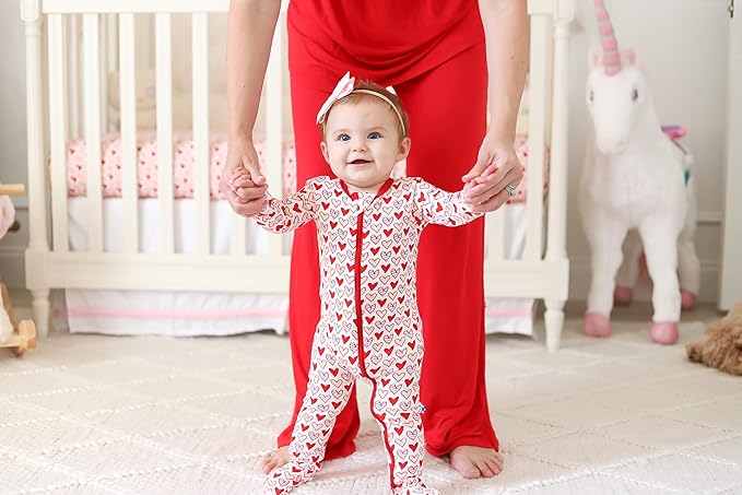 KicKee Full of Hearts Footie with Zipper, One Piece Boy or Girl Baby Clothes