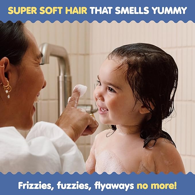 TUBBY TODD Hair Conditioner for Kids & Babies - Nourishing Frizz Control & Detangler - Lightweight, Sweet-Scented Formula - 2 Pack, 25 fl oz & 8 fl oz - Lemon Crème