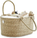 BEBE BASK Premium Baby Diaper Caddy Organizer - Artisan-Made Seagrass Basket With Cotton Divider - Award-Winning & Luxury Diaper Caddy Basket (ROSA)