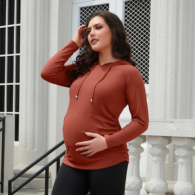 GINKANA Maternity Hoodie Long Sleeves Shirts Casual Maternity Top Pregnancy Sweatshirt Casual Clothes