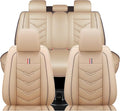 Leather Car Seat Covers Fit for LR Range Rover Evoque 2019-2025, 5 Seater Waterproof and Wear-Resistant Seat Cover Interior Accessories(Full Set,Beige)