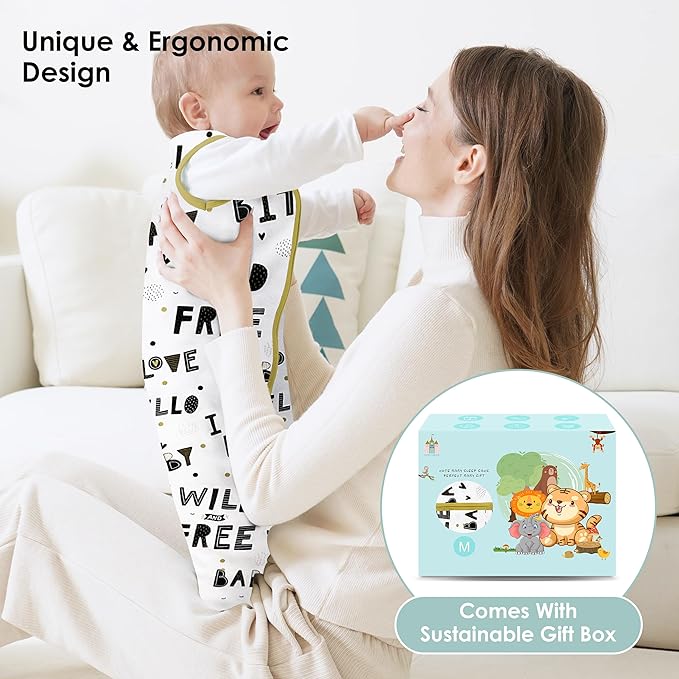 Cute Castle Baby Sleep Sack 0-6 Months - Lightweight 100% Cotton 2-Way Zipper TOG 0.5 Infant Wearable Blanket, Newborn Essentials Toddler Sleep Clothes, 3 Pack(Honey, Dinosaurs, Letters)