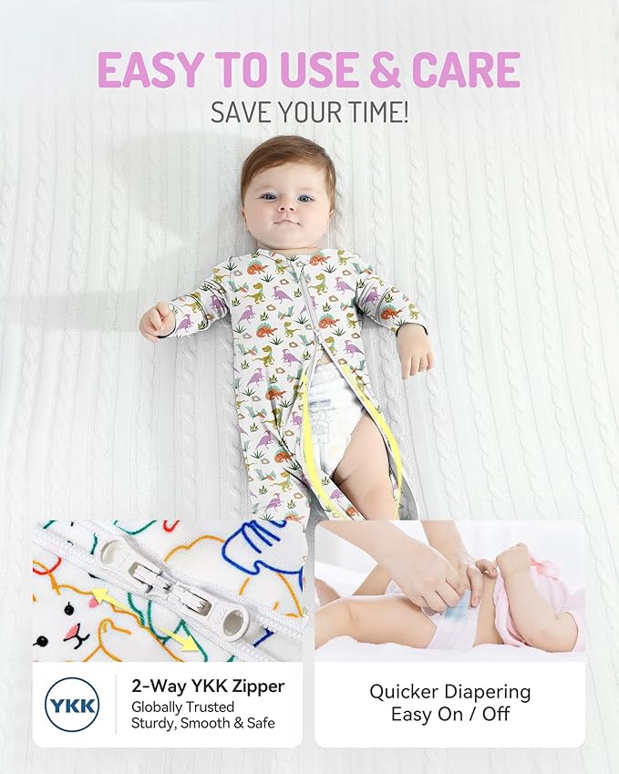 HAPIU Rayon from Bamboo Baby Footed Pajamas, 2 Way Zipper YKK, Footie for Baby Boy Girls, Newborn-24 Months