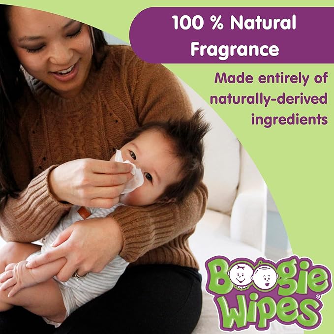Baby Saline Wipes by Boogie for Face, Hand, Body & Nose, Made with Vitamin E, Aloe, Chamomile and Natural Saline, Fresh Scent, 45 Count