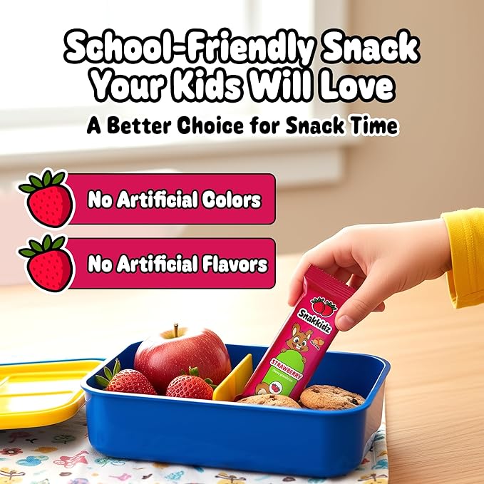 Snakkidz Organic Chewy Granola Bar, Allergen Free, Made with Avocado Oil, Low Sugar (45 Bars, Strawberry)