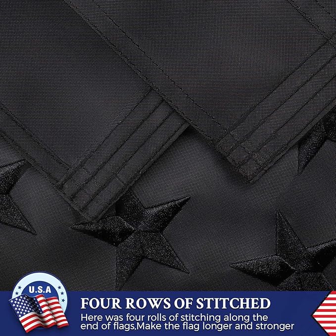 All Black American Flag 3x5 Outdoor Heavy Duty Nylon Flags with Embroidered Stars/Sewn Stripes/Strong Brass Grommets