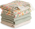 mushie Muslin Organic Cotton Washcloths 5-Pack (Pastel Blooms Combo) | Soft Wipes for Baby Cleanups and Bathing