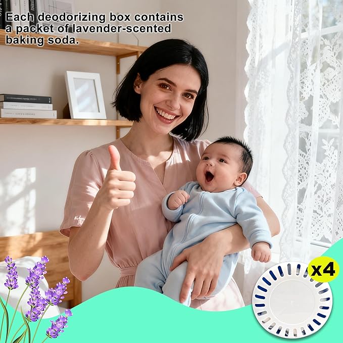 4-Pack Odor Eliminator Cartridge for Munchkin Step Diaper Pail, Lavender Scent Baking Soda Diaper Pail Deodorizer