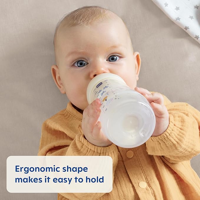 MAM Easy Active Baby Bottles 11oz with Bonus Nipple,Fast Flow Skinsoft Silicone Nipple with Wide Neck Ergonomic Design,Easy to Hold,BPA-Free Bottles Leak-Proof Caps for 4+ Months Baby(Pack of 6)