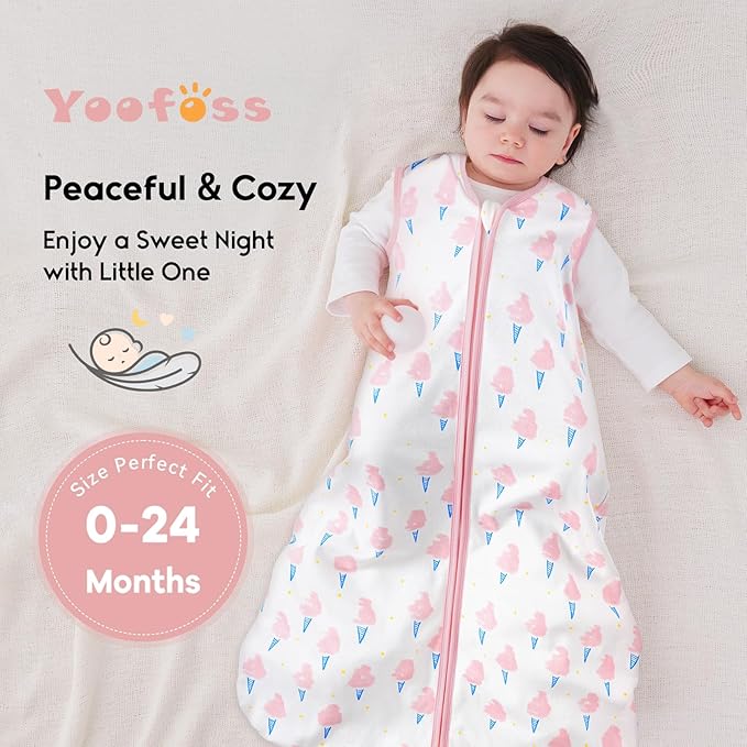 Yoofoss Baby Sleep Sack 0-6 Months 0.5 Tog Wearable Blanket for Baby, 3 Pack 100% Organic Cotton Infant Toddler Sleeping Sack 2-Way Zipper Lightweight Sleep Sack