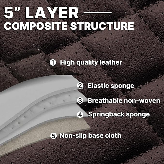Car Seat Cover Full Set, Seat Cover for Car, Car Seat Cover Car Seat Protector Waterproof Leather Car Seat Cushion Full Coverage Seat Cover Front Seat Fit for Most Cars(2 Seat,Brown&Beige)