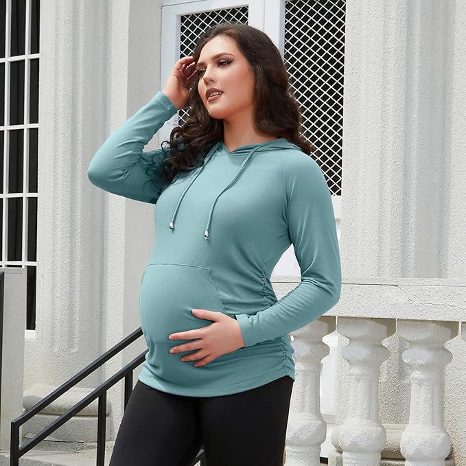 GINKANA Maternity Hoodie Long Sleeves Shirts Casual Maternity Top Pregnancy Sweatshirt Casual Clothes