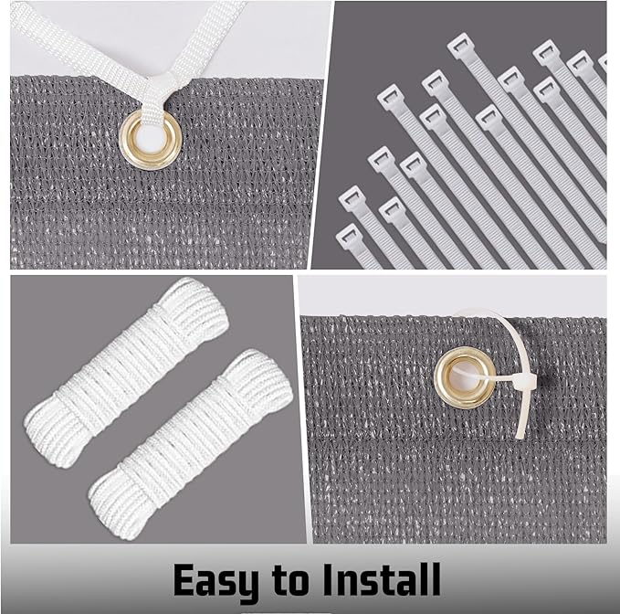 SUNNY GUARD Shade Cloth Custom Size 16x16 FT Sun Shade Screen Fabric Shade Cover Tarp with Grommets for Pergola Backyard Garden, Dark Grey(We Customized)