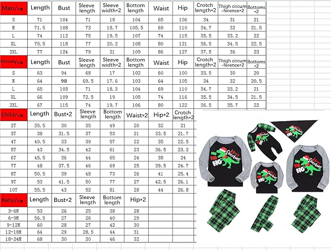 Awoscut Christmas Family Matching Pajamas Christmas Pjs Holiday Nightwear Sleepwear Sets Long Sleeve Pjs