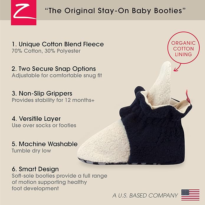 Zutano Unisex Fleece Baby Booties, Two Snap Closure, Newborn to 24 Months