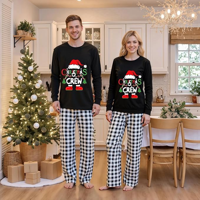 Awoscut Christmas Family Matching Pajamas Christmas Pjs Holiday Nightwear Sleepwear Sets Long Sleeve Pjs
