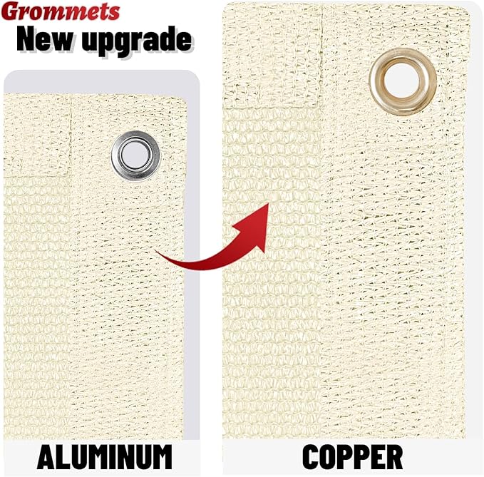 SUNNY GUARD Shade Cloth Custom Size 20x21 FT Sun Shade Screen Fabric Shade Cover Tarp with Grommets for Pergola Backyard Garden, Butter Cream(We Customized)