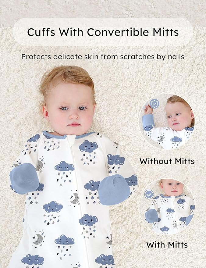 Yoofoss Baby Pajamas 100% Cotton Baby Sleepers for Newborn 0-3 3-6 6-9 Months Boys Girl Clothes 3pcs Footed PJs