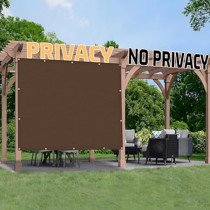 SUNNY GUARD Shade Cloth Custom Size 12x19 FT Sun Shade Screen Fabric Shade Cover Tarp with Grommets for Pergola Backyard Garden, Brown(We Customized)