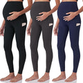 POSHDIVAH 3 Pack Women's Maternity Workout Leggings Over The Belly Pregnancy Yoga Pants with Pockets