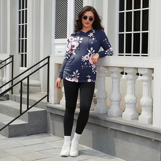 GINKANA Maternity Hoodie Long Sleeves Shirts Casual Maternity Top Pregnancy Sweatshirt Casual Clothes