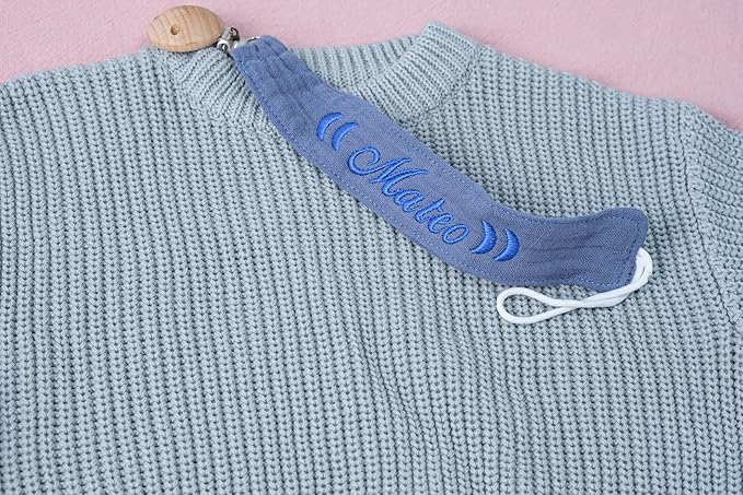Personalized Bohemian Pacifier Clip Embroidered with Name is The Perfect Newborn Gift Made from eco-Friendly Bamboo! (Inulin)