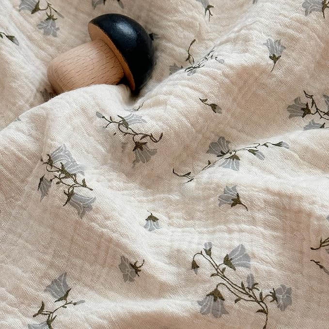 BuLuTu Cotton Muslin Pillowcase for Toddler Girls Boys Chic Shabby Floral Kids Pillow Case, Breathable Soft Durable Children Pillow Cover for Travel/Sleep, Hyacinth Pattern, 14"x20"