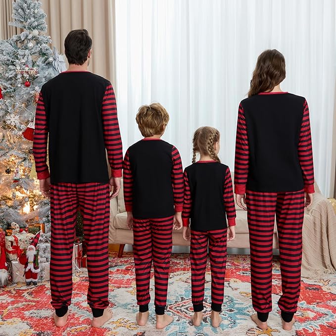 Awoscut Christmas Family Matching Pajamas Christmas Pjs Holiday Nightwear Sleepwear Sets Long Sleeve Pjs