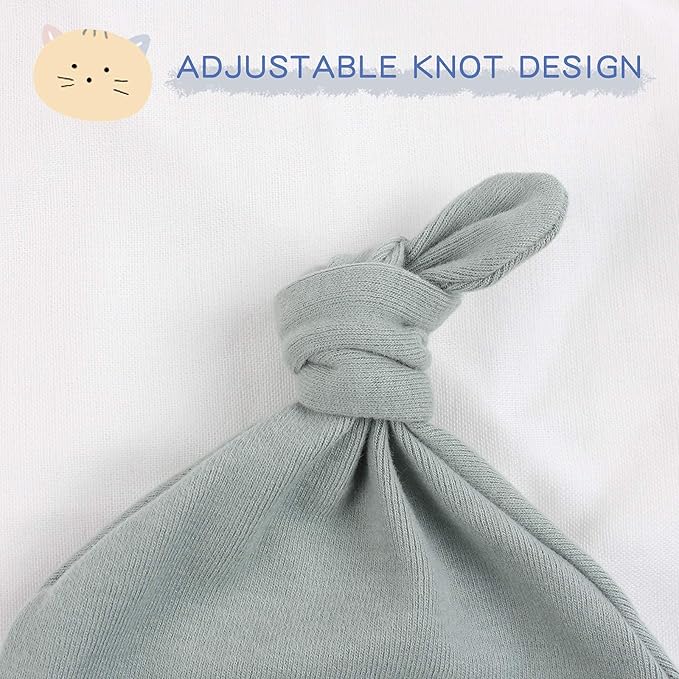 JANGANNSA Newborn Baby Hat Infant Baby Boys Beanie Top Knot Stretchy Hats for Girls 100% Organic Cotton