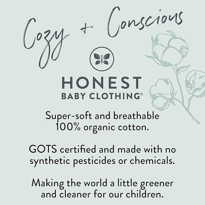 HonestBaby 4 Piece Pajamas Sleepwear Pjs 100% Organic Cotton for Infant Baby and Toddler Boys, Girls, Unisex