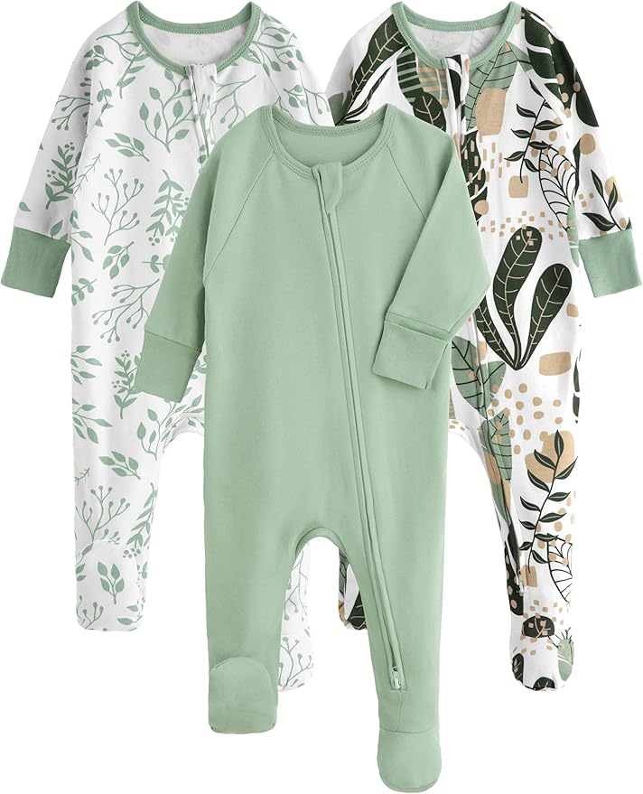 Yoofoss Baby Pajamas 100% Cotton Baby Sleepers for Newborn 0-3 3-6 6-9 Months Boys Girl Clothes 3pcs Footed PJs