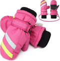 F Flammi Toddler Kids Snow Mittens with String Waterproof Ski Mittens Thinsulate Winter Gloves for Baby Girls Boys